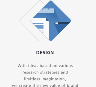 DESIGN With ideas based on various research strategies and limitless imagination, we create the new value of brand.